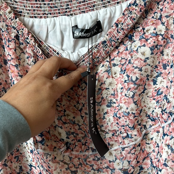 ALLEGRA K NWT floral elastic waist ruffle tiered midi skirt size 1x - Picture 5 of 5